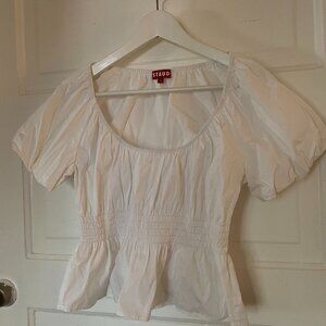Staud Scoop Neck Short Sleeve Crop Top